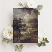Convite de casamento moderno de cottage, belas art