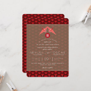 Convite de casamento Moderno De Gruas De Papel Ori