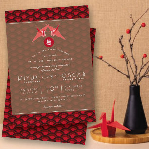 Convite de casamento Moderno De Gruas De Papel Ori