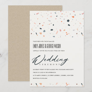 CONVITE DE CASAMENTO MODERNO DE PADRÃO TERRAZZZO 