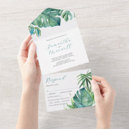 Convite de Casamento Moderno de Palma Tropical Tud