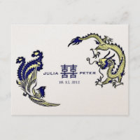 Convite de Casamento Moderno Dragão-Fênix Chinês