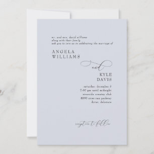 Convite de Casamento Moderno Dusty Blue Pais da No