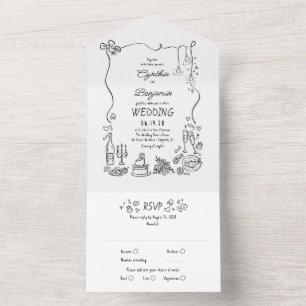 Convite de Casamento Moderno e Excêntrico com Dese