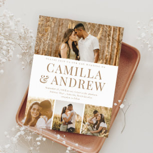 Convite de Casamento Moderno Econômico com 4 Fotos