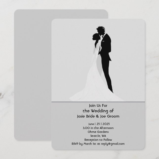 Convite de Casamento Moderno Elegante (Frente/Verso)