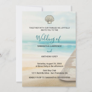 Convite de Casamento Moderno Elegante à Beira-Mar