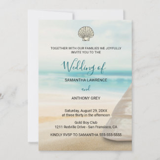 Convite de Casamento Moderno Elegante à Beira-Mar