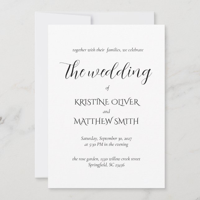 Convite de Casamento Moderno Elegante e Minimalist (Frente)