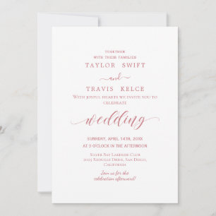 Convite de Casamento Moderno em Dourado Rosa com L