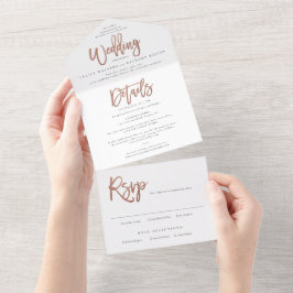 Convite de casamento moderno em dourado rosa tudo