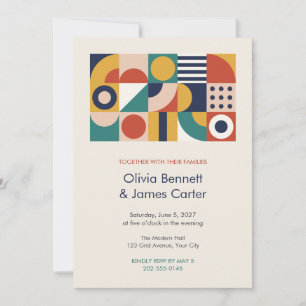 Convite de Casamento Moderno em Poster Geométrico 