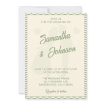 Convite de Casamento Moderno em Verde Sage com Lis