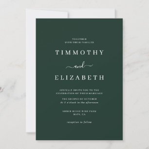 Convite de Casamento Moderno Esmeralda Casamento 