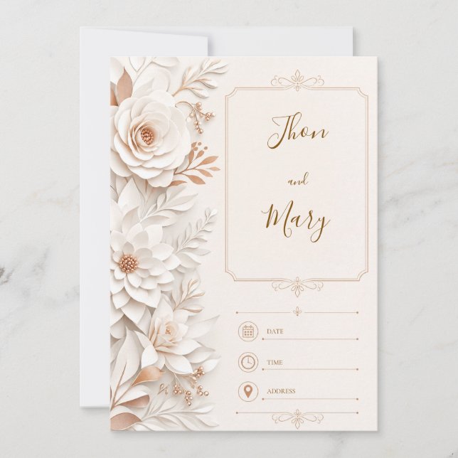 Convite de Casamento Moderno Floral (Frente)