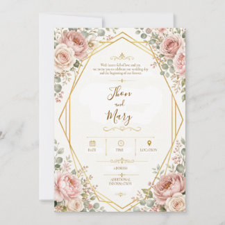 Convite de Casamento Moderno Floral