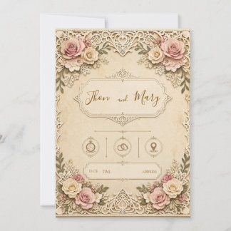 Convite de Casamento Moderno Floral