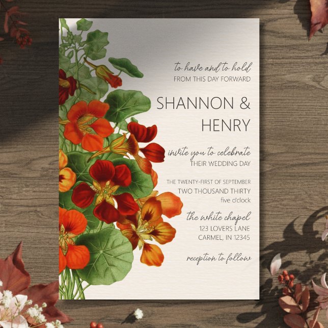 Convite de Casamento Moderno Floral Outono Rústico (Invite guests to your big day with this Rustic Fall Floral Modern Wedding Invitation!)