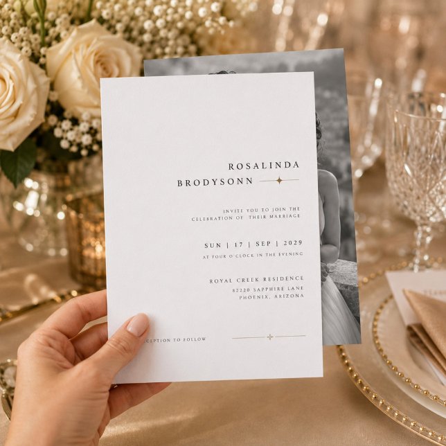 Convite de Casamento Moderno Luxuoso com Foto (Criador carregado)