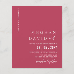 Convite de Casamento Moderno Magenta Econômico
