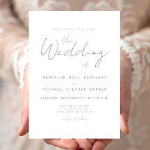 Convite de Casamento Moderno Minimalista em Azul E