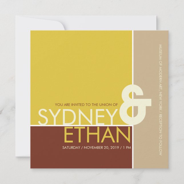 Convite de casamento Moderno Minimalista Simples M (Frente)