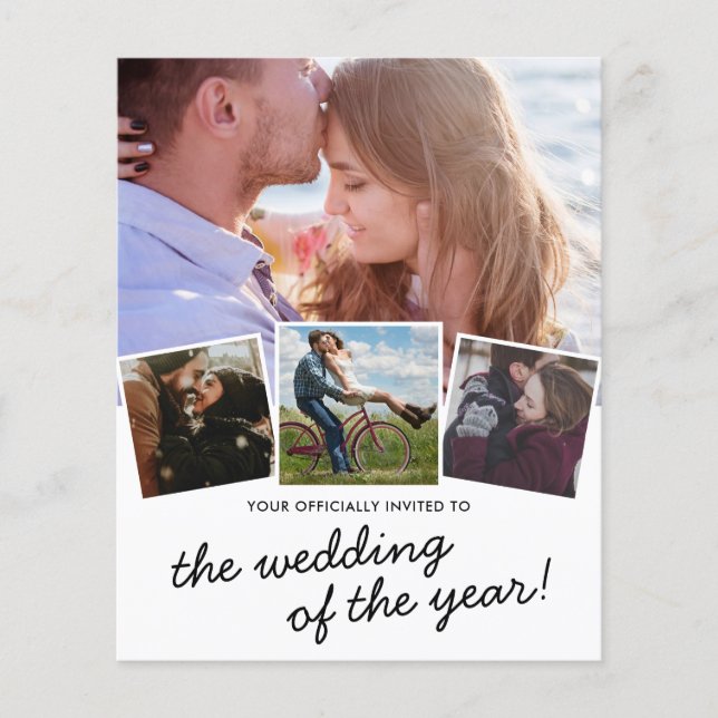 Convite de Casamento Moderno Orçamento 4 Fotos (Frente)