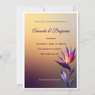 Convite de Casamento Moderno Pássaro do Paraíso Pô