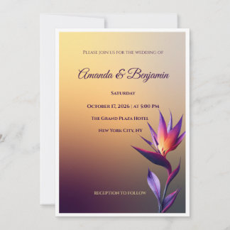 Convite de Casamento Moderno Pássaro do Paraíso Pô