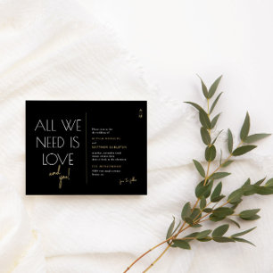 Convite de Casamento Moderno Preto + Dourado Econô