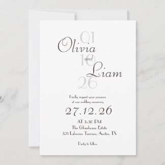 Convite de Casamento Moderno Preto e Branco com Da