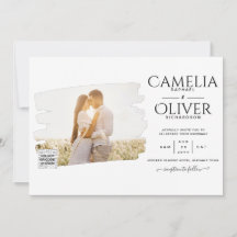Convite de Casamento Moderno Preto e Branco COM QR