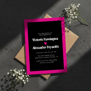 Convite de Casamento Moderno Preto e Rosa