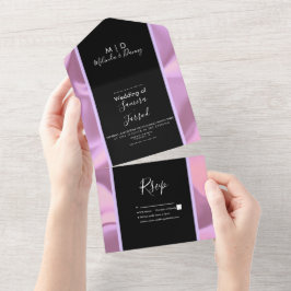 Convite de Casamento Moderno Rosa com Brilho Preto