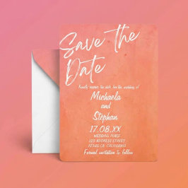 Convite de Casamento Moderno Rosa e Laranja Pôr do