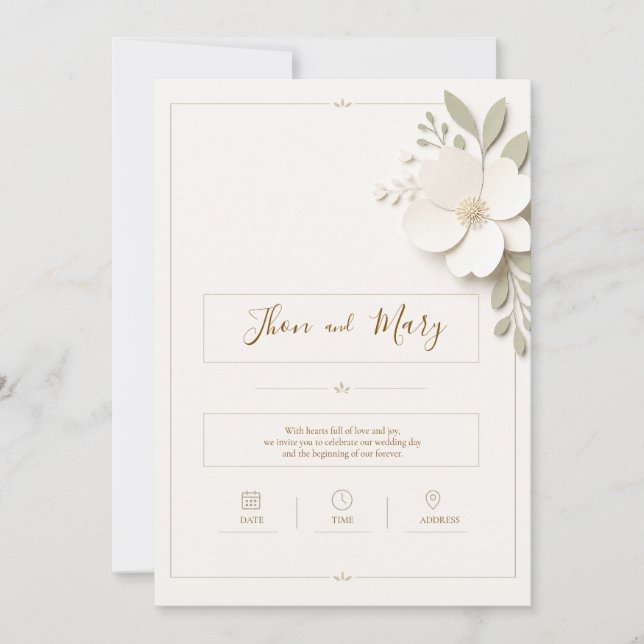 Convite de Casamento Moderno Rustico Floral (Frente)