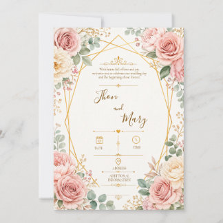 Convite de Casamento Moderno Rustico Floral