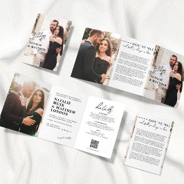 Convite de Casamento Moderno Tri-fold com Foto