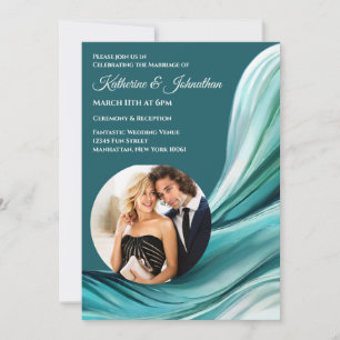 Convite de Casamento Moderno - Verde Esmeralda - F