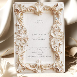 Convite de Casamento Moldura Barroca Elegante