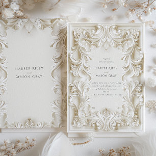 Convite de Casamento Moldura Barroca Elegante