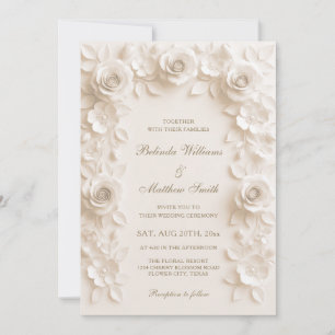 Convite de Casamento Moldura de Rosas Barroco em M