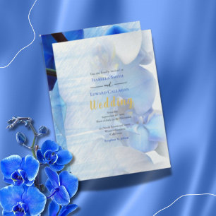 Convite de Casamento Moldura Dourada Floral Orquíd