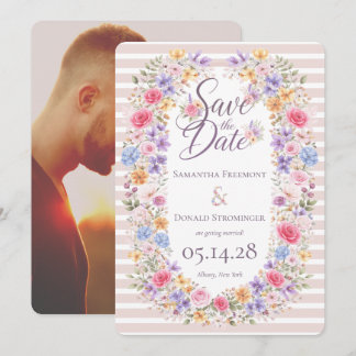 Convite de Casamento Moldura Flor Jardim Aquarela