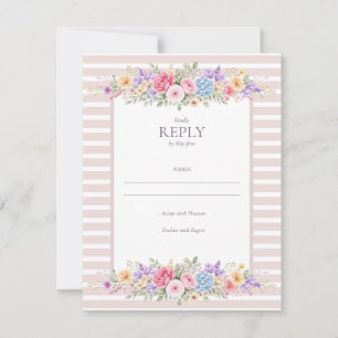 Convite de Casamento Moldura Flor Jardim Aquarela