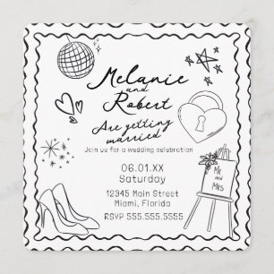 Convite de Casamento Moldura Preta e Branca Capric
