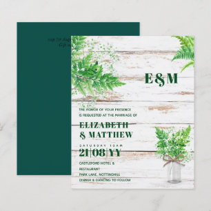 Convite de casamento Monocromático de Ferns Green