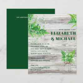 Convite de Casamento Monocromático de Folhagens co