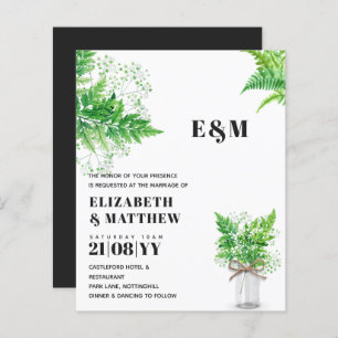 CONVITE DE CASAMENTO Monocromático do BUDGET Green