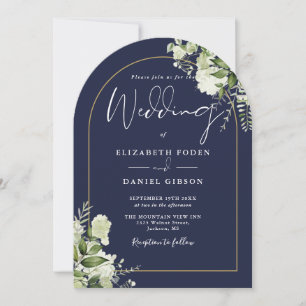 Convite de Casamento Monograma Arco Verde Dourado